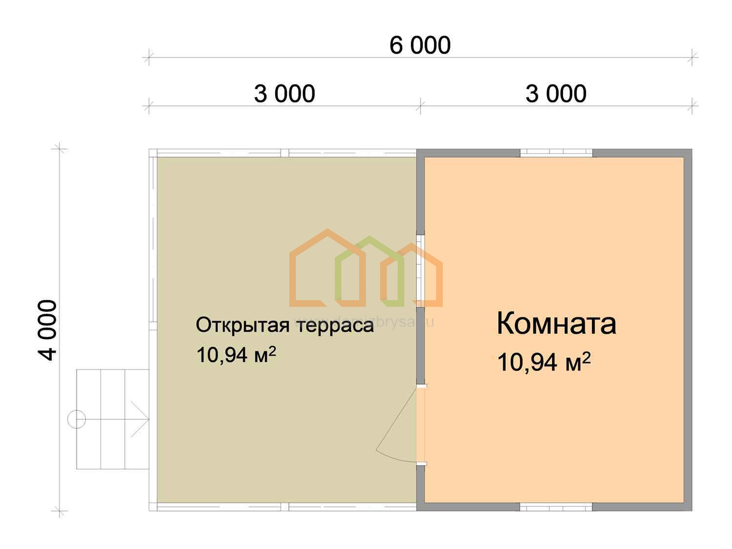 Каркасный садовый домик с террасой Кедр (КТ) 4x6 Площадь: 24 м² с террасой  под ключ в Орле